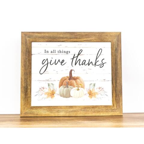 In All Things Give Thanks Fall Autumn Pumpkin Sign Art