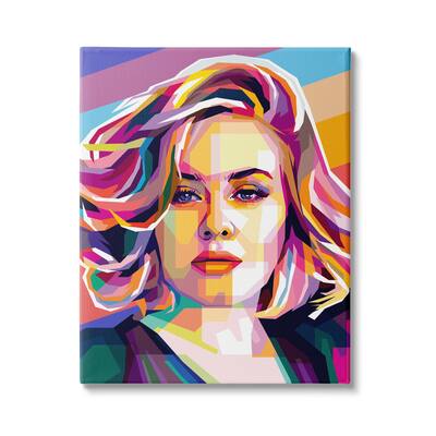 Stupell Adele Modern Pop Portrait Abstract Geometric Pattern Canvas Wall Art - Yellow