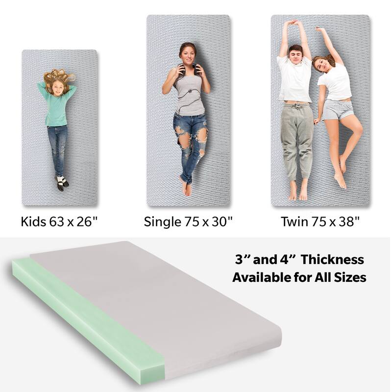 Anmytek Memory Foam Camping Mattress - 75"x38"x3" Perfect for Outdoor Activities, RVs, Guest Rooms, and Dorms