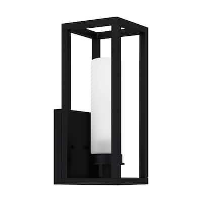Neville 1-Light Matte Black Outdoor Wall Lantern