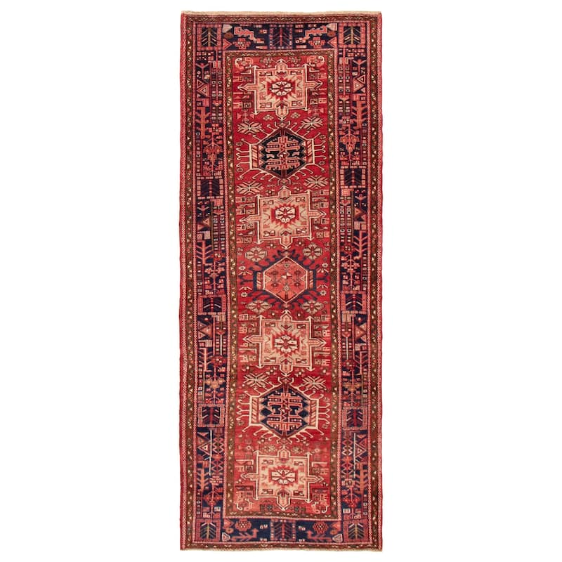 ECARPETGALLERY Hand-knotted Konya Anatolian Red Wool Rug - 3'10 x 10'4 - Red - 3'10 x 10'4