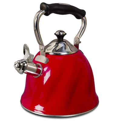 Alderton 2.3 Qt. Tea Kettle with Lid in Stainless Steel Red - 8' x 10'