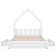 preview thumbnail 21 of 24, Wood Queen Size House Platform Bed with Guardrail and 2 Drawers
