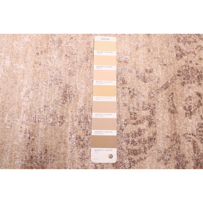 ECARPETGALLERY Hand-knotted Heritage Tan Silk, Wool Rug - 2'6 x 12'4