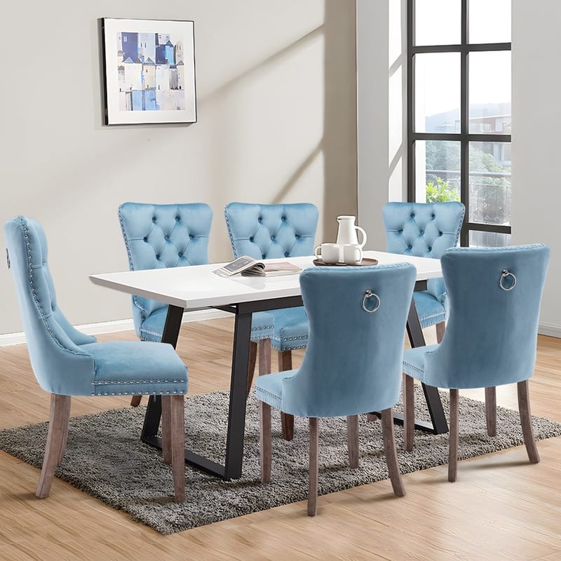 Solid Wood Velvet Upholstered Dining Chair Set of 4