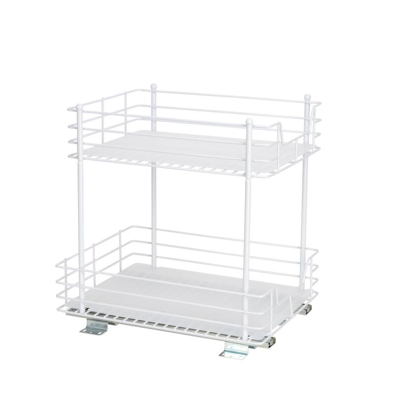 Household Essentials 2 -Tier Pull-Out/Slide-Out Storage Organizer with Plastic Liners