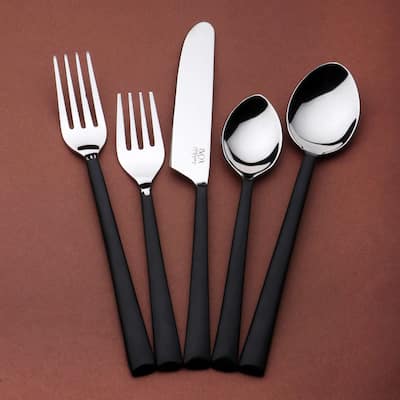 INOX Midnight Black Brier 20 Pc. Flatware Set (Serves 4) - 9" Dinner nife, 8.25" Dinner Fork, 8" Dinner Spoon