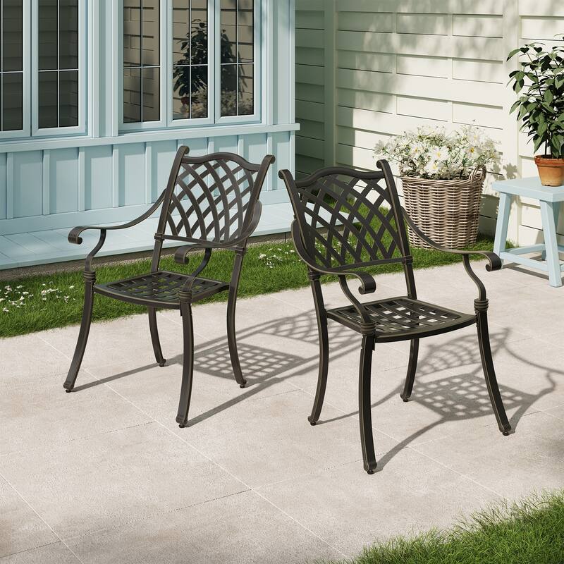 Clihome Cast Aluminum Patio Dining Chairs (Set of 2)