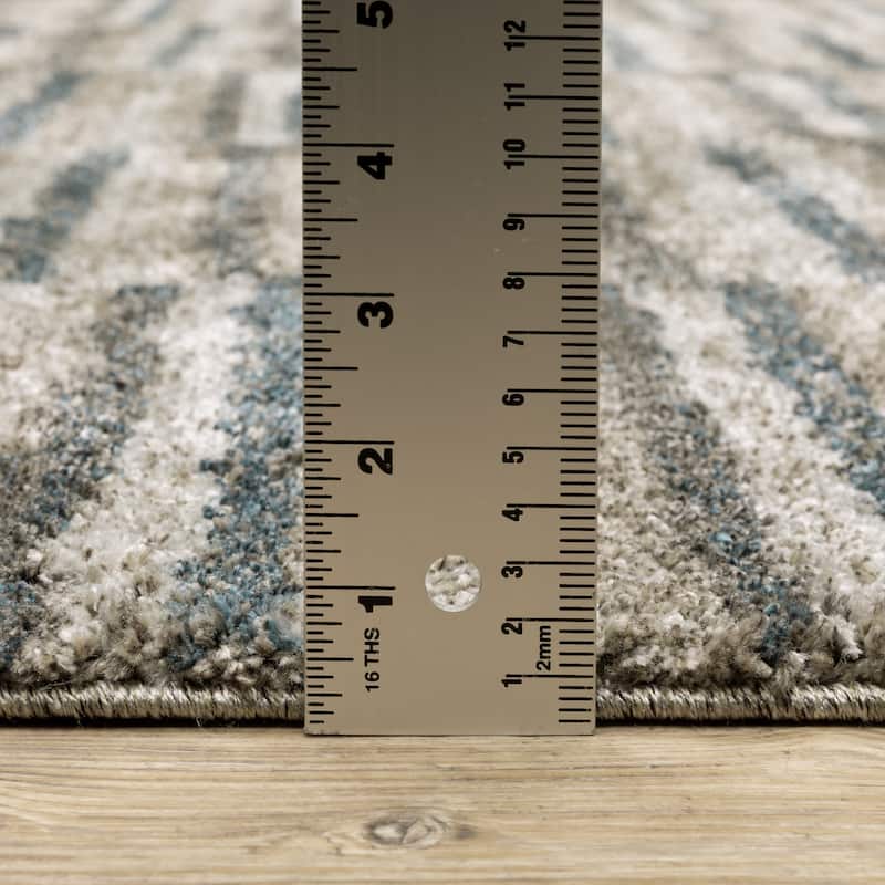Style Haven Archer Multi Striped Teal/ Grey Indoor Area Rug.