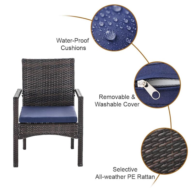 Patio Rattan Chair Set of 4, Outdoor Modern PE Wicker Armchair with