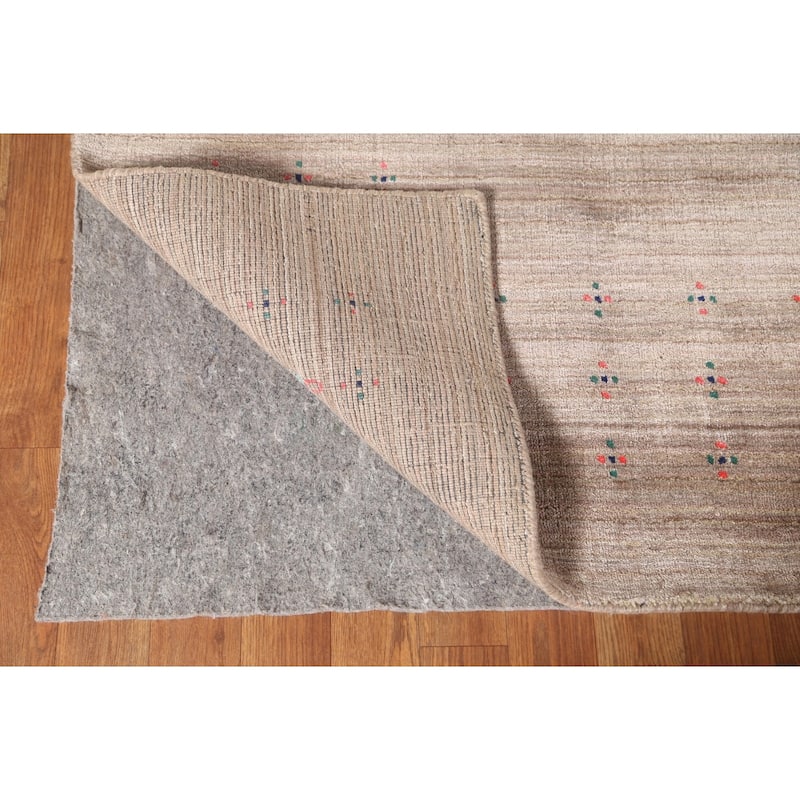 Striped Gabbeh Oriental Area Rug Hand-Knotted Wool Carpet - 7'10" x 9'7"