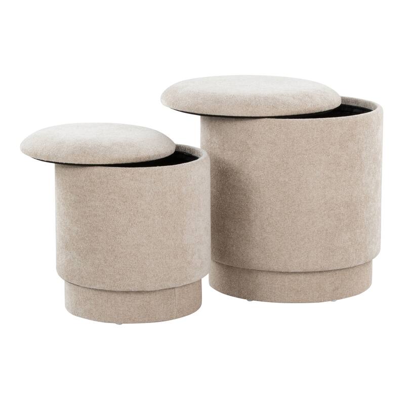 Carson Carrington Corday Upholstered Ottoman Set (Set of 2) - Beige Fabric