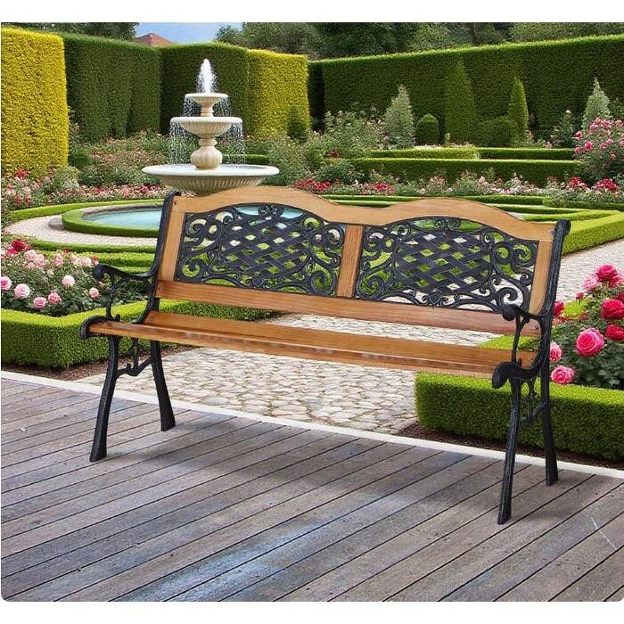 GDFStudio - Rowan Classic Outdoor Garden Bench with Timeless Park-Style Comfort and Supportive Design - Garden Bench - Multi