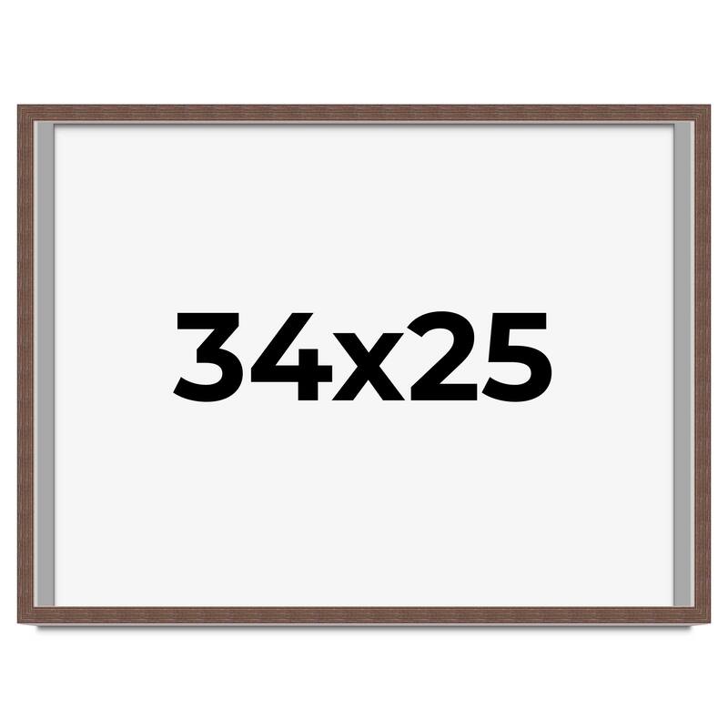34x25 Shadow Box Frame Brown | 1.125 inches Deep Real Wood Rustic