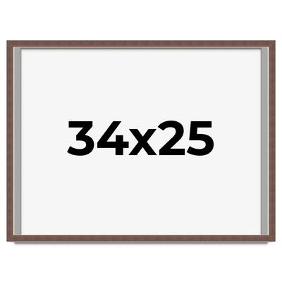 34x25 Shadow Box Frame Brown | 1.125 inches Deep Real Wood Rustic