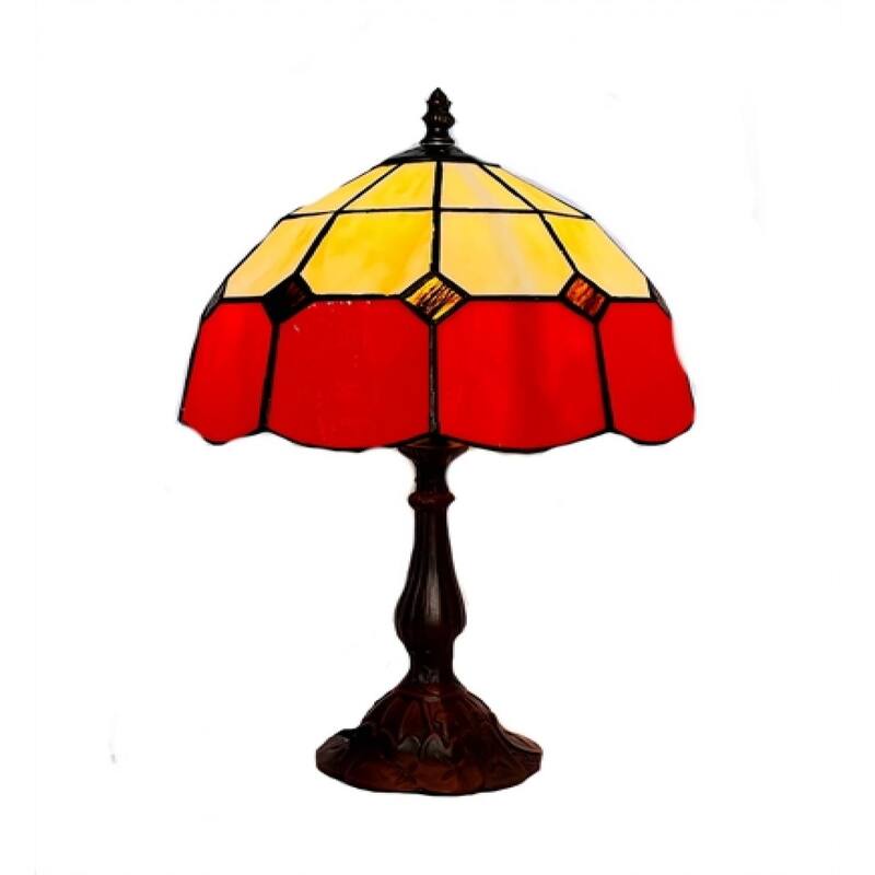 Yellow And Red With Diamonds Stained Glass Table Lamp