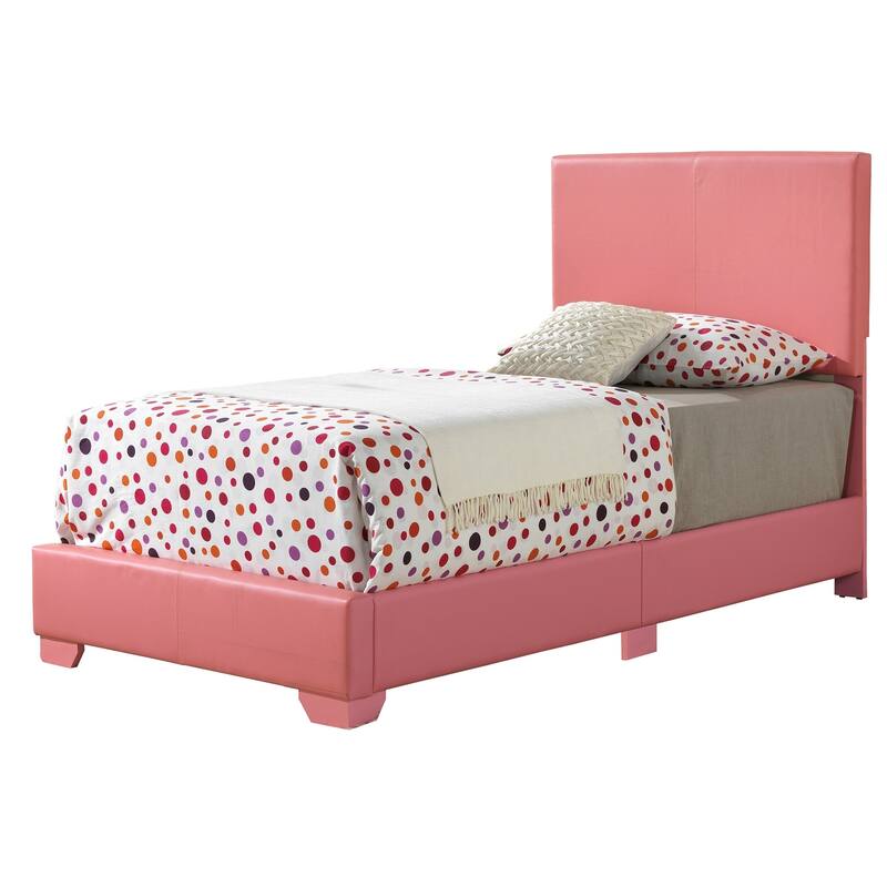 Faux Leather Upholstered Panel Twin Bed - 81" - Pink
