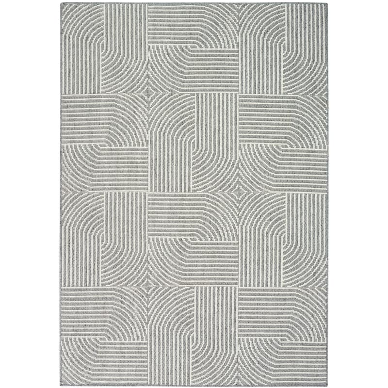 Nourison Textured Home Indoor only Geometric Area Rug - 5' 3" x 7' - Charcoal/Ivory