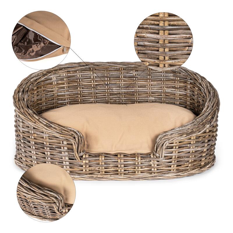 Handwoven Dog Bed with Machine-Washable Cushion