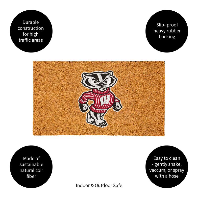 Coir Door Mat, 16"x 28", University of Wisconsin-Madison - 28" x 16"