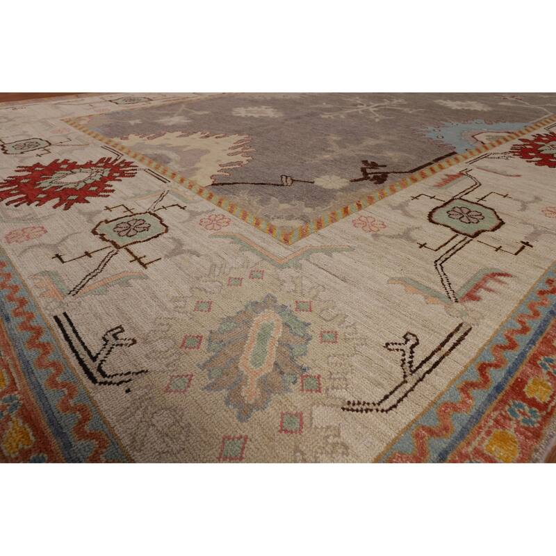 Oushak Turkish Large Area Rug Vegetable Dye Handmade Wool Carpet - 10'0"x 14'3"