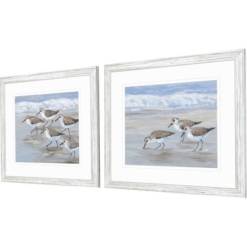 Sandpipers S/2 Framed Art Giclee Under Glass - Blue