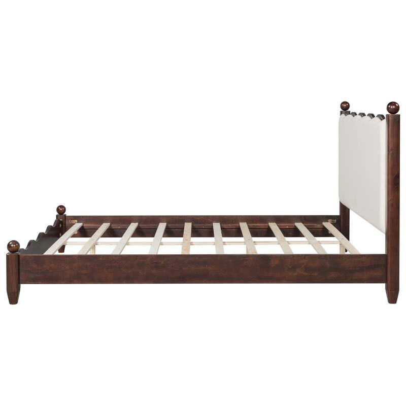 Wood Platform Bed with Upholstered Headboard by Harper&Bright Designs