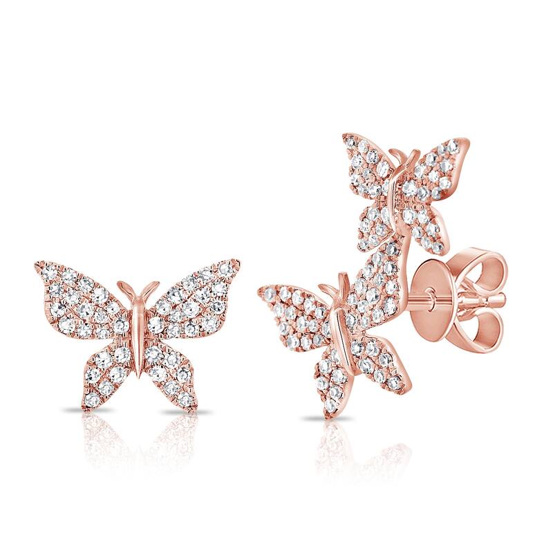 Joelle Collection Diamond Butterfly Studs Earrings 14K Gold 1/3ct TDW