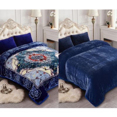 Luxury Heavy Thick Plush Blanket 2 Ply A&B Disign For Winter 79"x91" 9 lbs