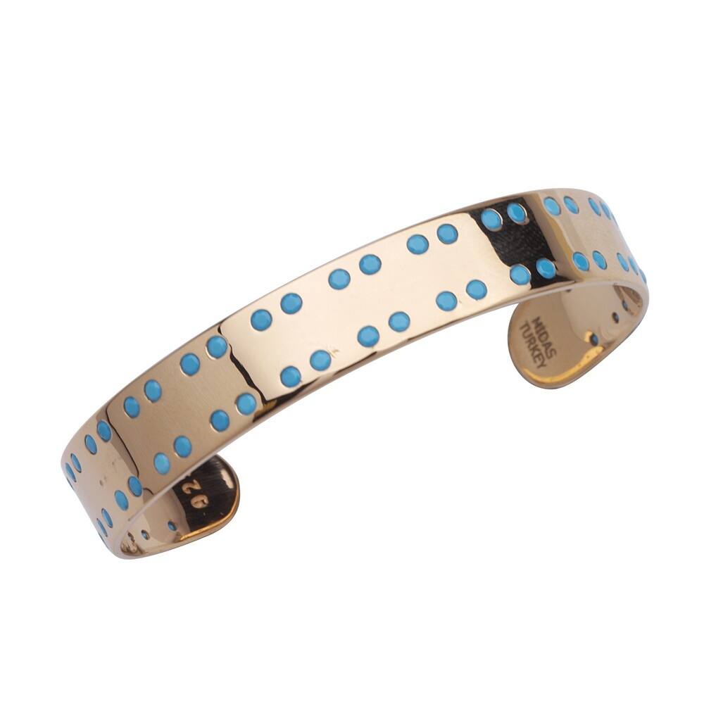 Curata 925 Sterling Silver Rose Plated Simulated Turquoise Adjustable Cuff Bangle