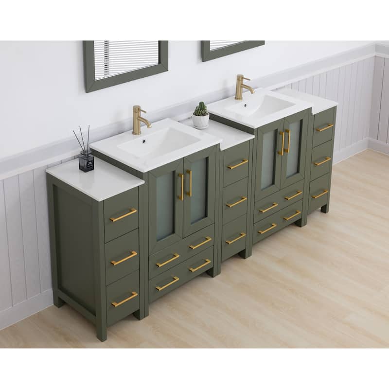 Vanity Art 84-Inch Double Sink Bathroom Vanity Set with Top and Free Mirrors - 84 X 18.1 X 35.8
