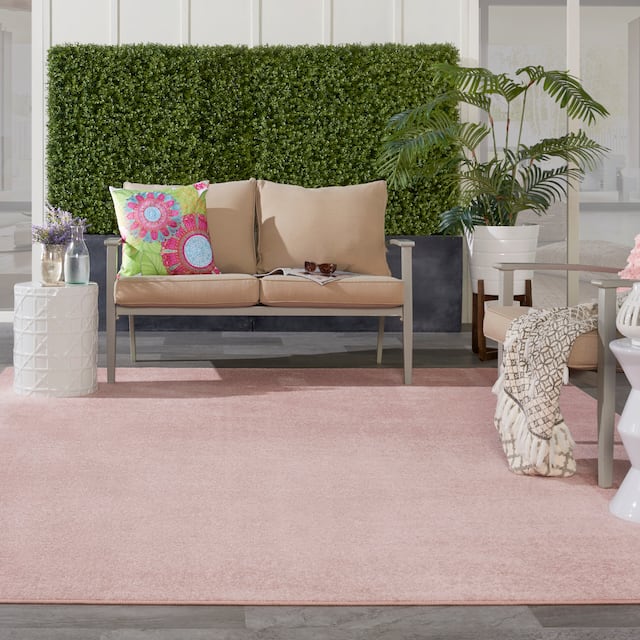 Nourison Essentials Solid Contemporary Indoor/ Outdoor Area Rug - 9' x 12' - Pink