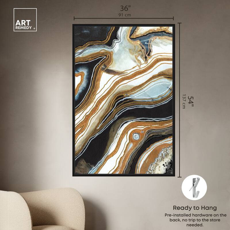 Art Remedy Black And Gold I Framed Mineral, Agate & Geode 1 Piece Canvas Wall Art