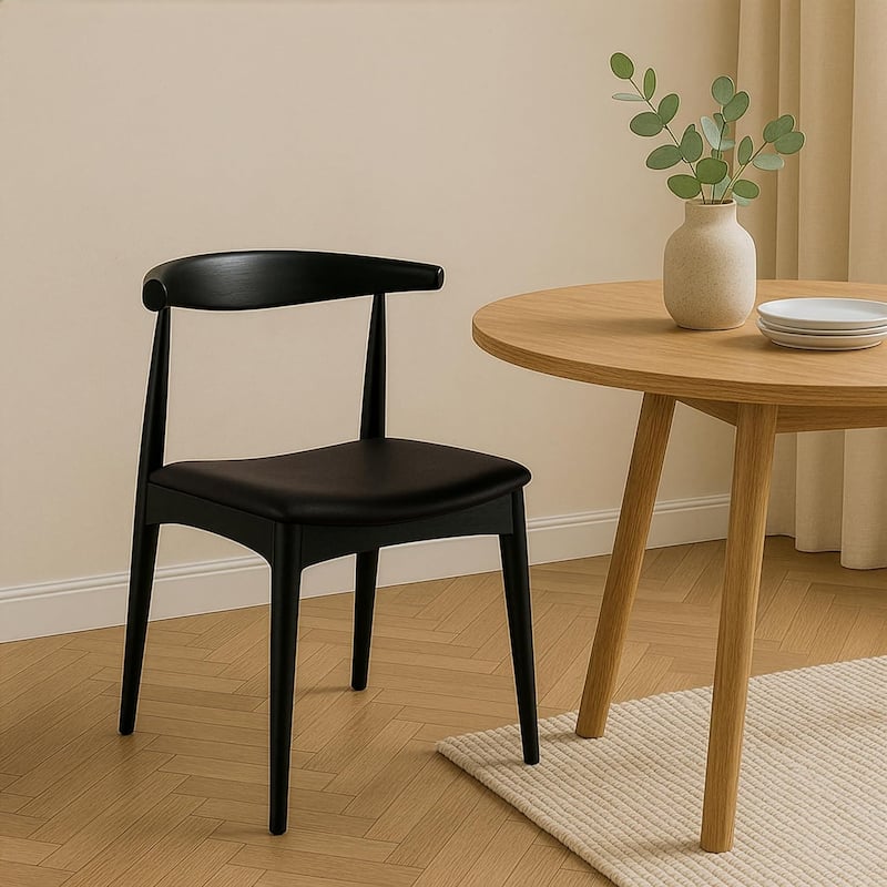 Contemporary Farmhouse Real Solid Wood Cushion Seat Dining Chairs Desk Elbow Side Chairfor Living Room Bedroom Kitchen