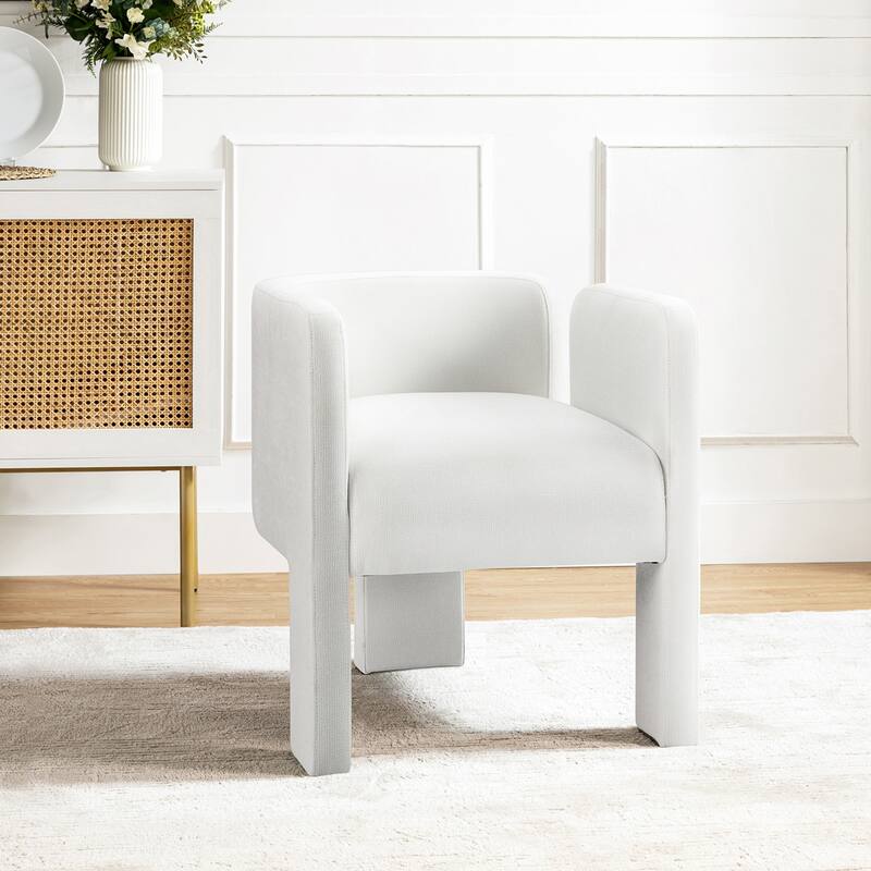 Eugen Modern Low Back Dining Chair with Three-legged Design By HULALA HOME - Ivory