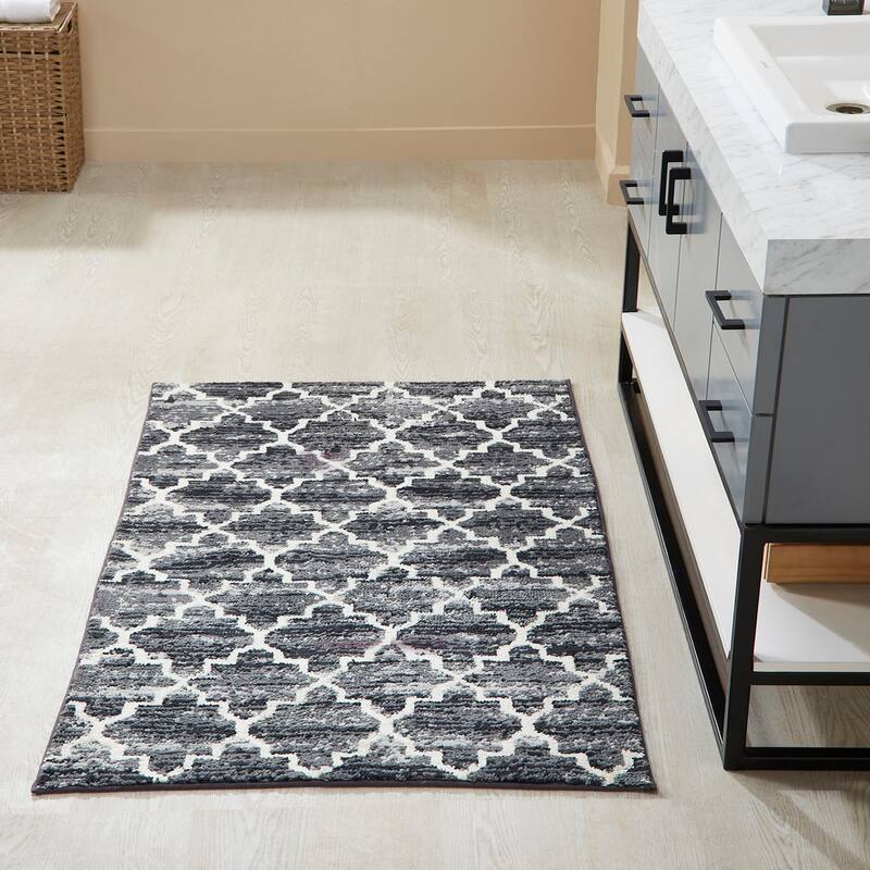 Better Trends Savio Collection Marrakesh Bathroom Rug - 100% Micro Polyester with Gel Foam Backing, Machine Washable Bath Mat