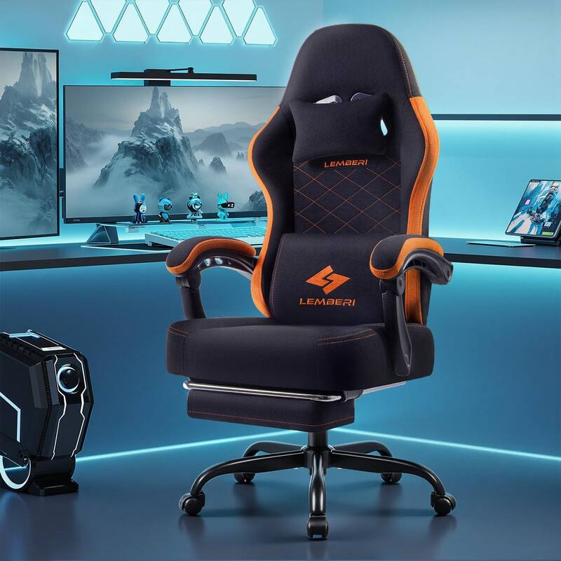 Bossin Gaming Chairs with Footrest, Big and Tall Chair 350lb Capacity, Racing Style Computer Chair with Ergonomic Lumbar Support