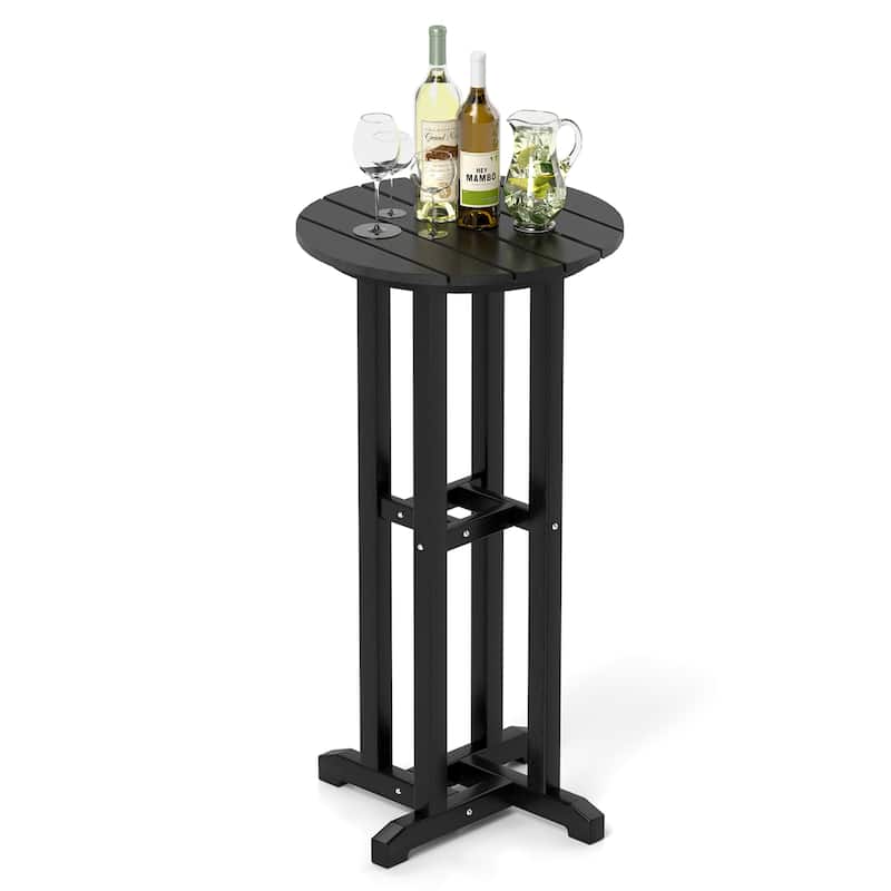 Gymax 21.5'' Round Bar Table Patio HDPE Bar Height Dining Table w/ - Black