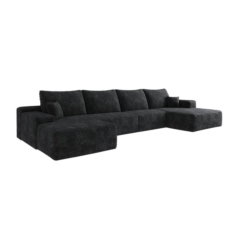 107" Cloud Sectional Sofa with 1 Ottoman,Modern Minimalist Upholstered