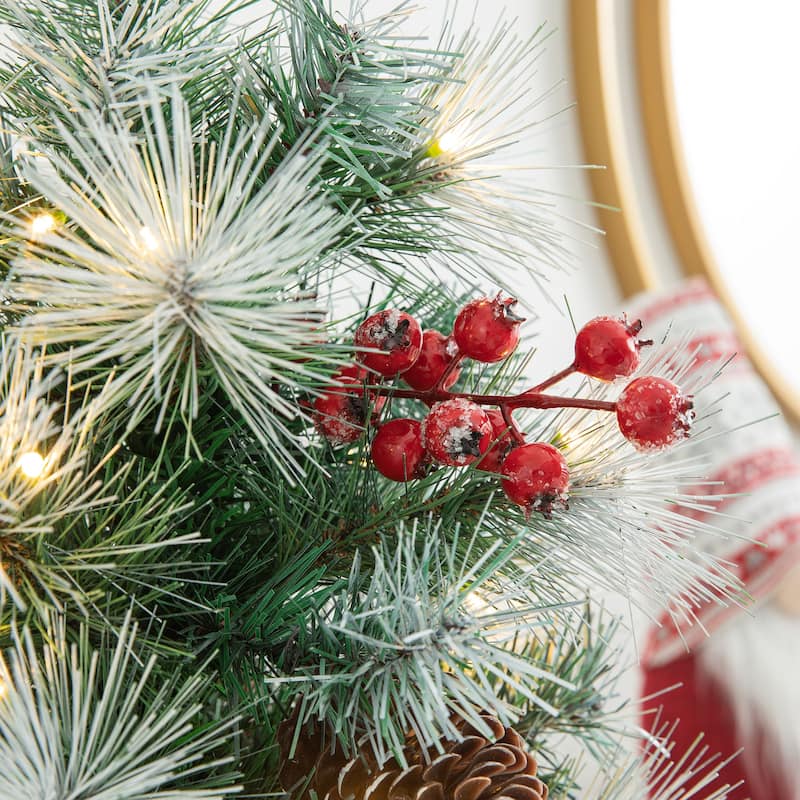 Glitzhome 4ft/5ft/6ft Pre-Lit Pine Artificial Christmas Porch Tree with Warm White Lights