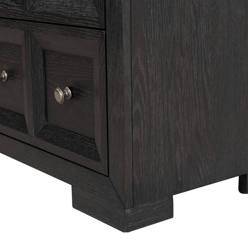 Furniture of America Durem Modern Classic 5-Piece Solid Wood Panel Bedroom Set with 2-Drawer Oversized Nightstand