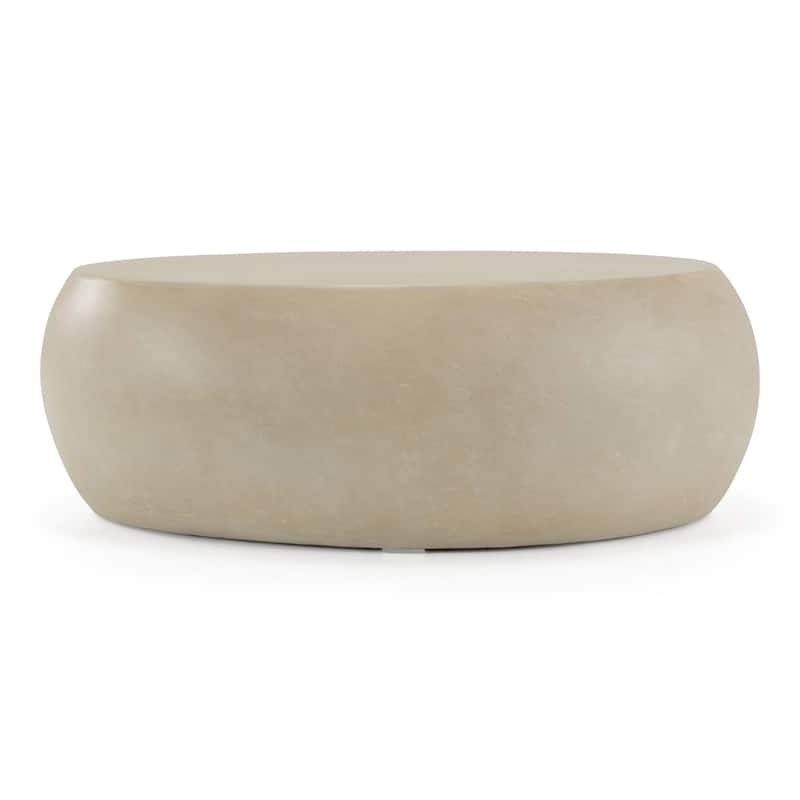 Denny Modern Beige Fiberform Oval Coffee Table
