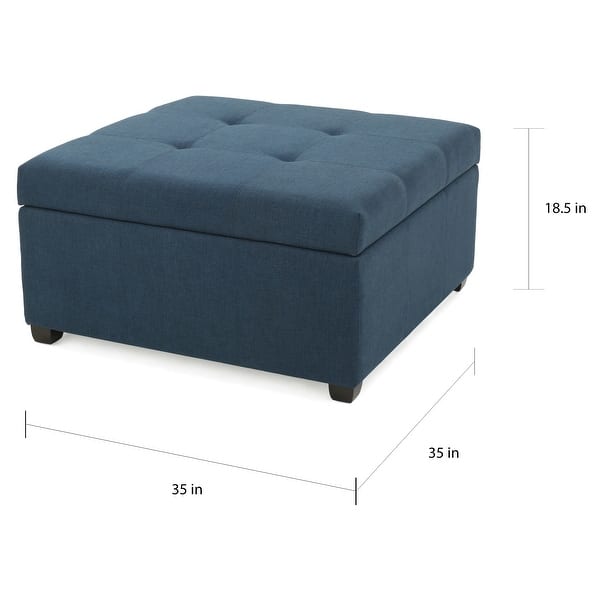 dimension image slide 4 of 3, Carlsbad Tufted Square Storage Ottoman by Christopher Knight Home