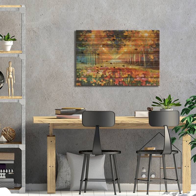 Alley Of Roses Print On Wood by Leonid Afremov - Multi-Color