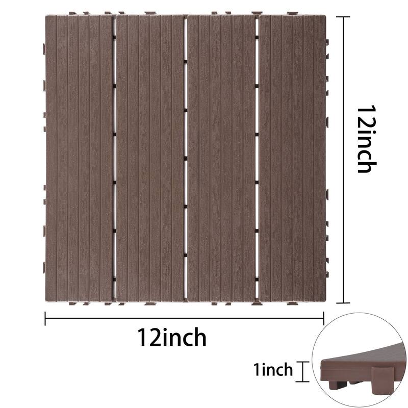 Plastic Interlocking Deck Tiles, 12.00"x12.00"(Pack of 44), Patio Flooring Outdoor Waterproof All Weather Use for Garden