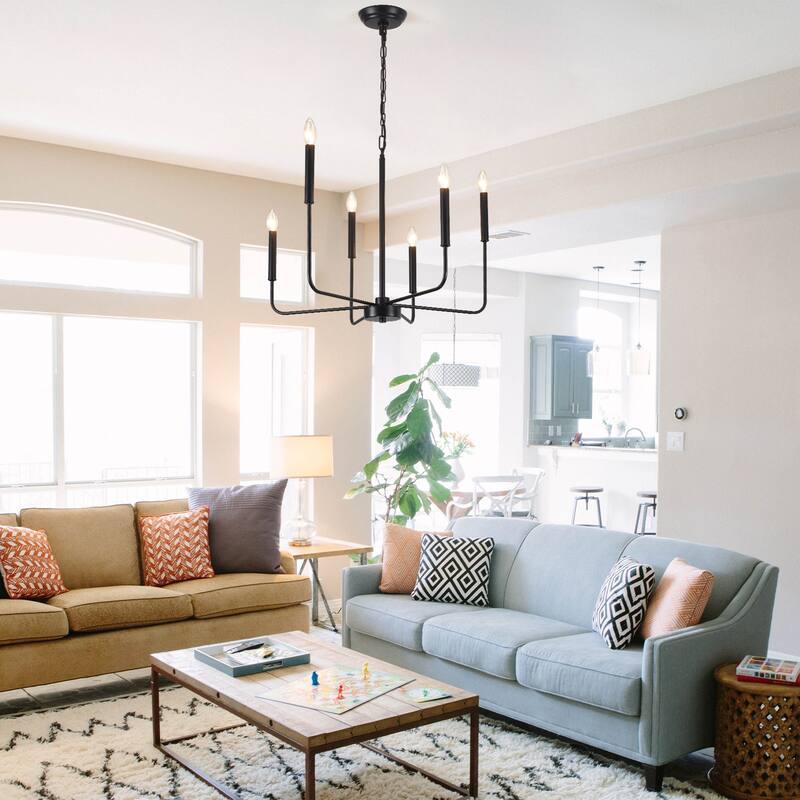 6-Light Candlestick Hanging Linear Chandelier Lighting Ceiling Light for Kitchen Island