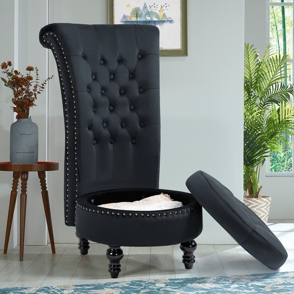 AVAWING High Back Throne Chair Velvet Armless Royal Accent Chair with Storage On Sale Bed Bath Beyond 39863914