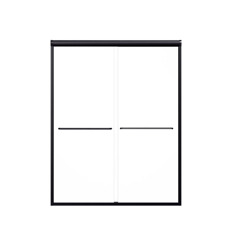 GDFStudio - Modern Semi-Frameless Double Sliding Shower Door with 1/4" SGCC Tempered Glass & Stainless Steel Handle