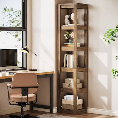 6-Tier Narrow Bookcase, 70.86" Tall Bookshelf Corner Shelf Storage Racks for Small Spaces