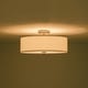 preview thumbnail 47 of 57, French Country Brass Round White Linen Drum Ceiling Light